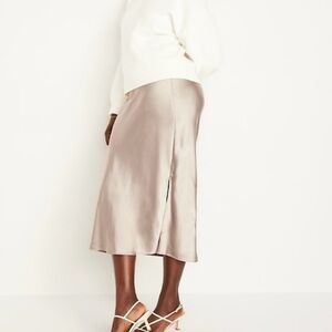 Old Navy  slip Satin Midi Skirt - Tan size L